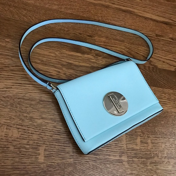 kate spade Handbags - Kate Spade Rectangle Crossbody Purse Aqua Blue and Silver